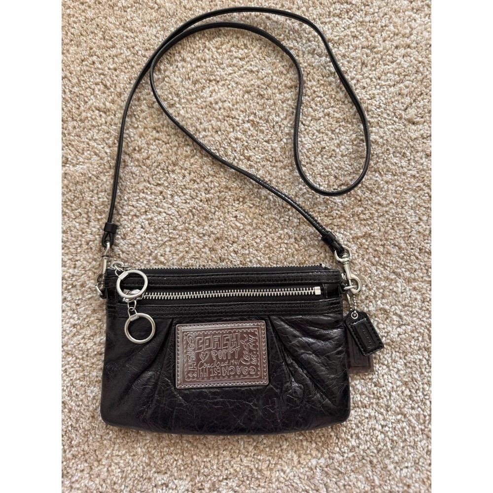 Coach Poppy Vintage Wristlet Black Wallet Purse Detachable Strap Rare Y2K 2000s